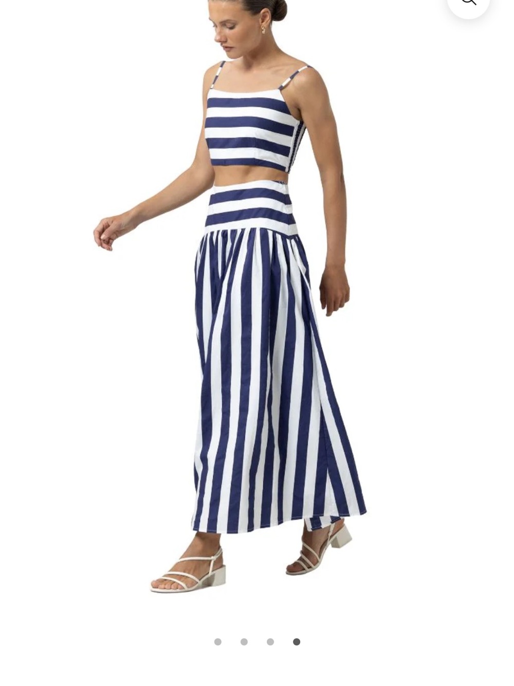 Navy and White Striped Wide-Leg Skirt
